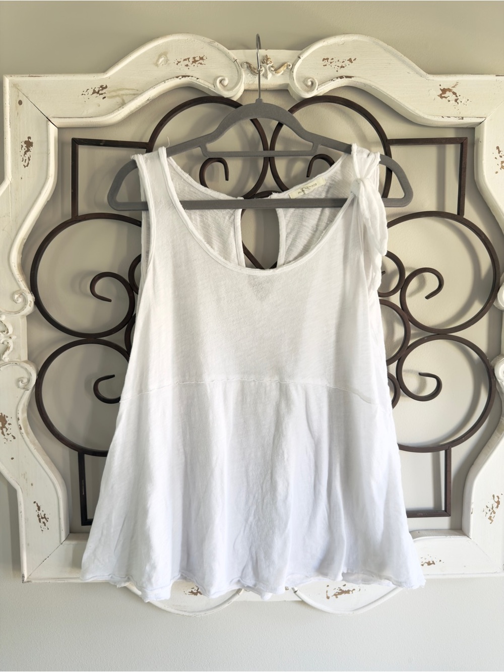 Tie-Shoulder White Tank Top - Women